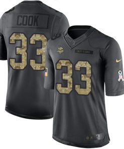 Marvelous Vikings #33 Dalvin Cook Black Youth Stitched NFL Limited 2016 Salute To Service Jersey