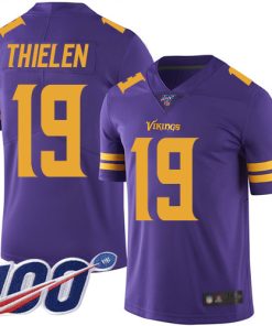 High quality Vikings #19 Adam Thielen Purple Youth Stitched NFL Limited Rush 100th Season Jersey
