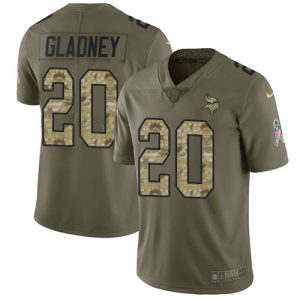 Exquisite Vikings #20 Jeff Gladney Olive/Camo Youth Stitched NFL Limited 2017 Salute To Service Jersey