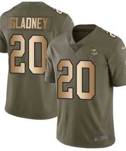 Finest Vikings #20 Jeff Gladney Olive/Gold Youth Stitched NFL Limited 2017 Salute To Service Jersey