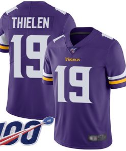 Premium Vikings #19 Adam Thielen Purple Team Color Youth Stitched NFL 100th Season Vapor Limited Jersey