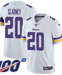 High quality Vikings #20 Jeff Gladney White Youth Stitched NFL 100th Season Vapor Untouchable Limited Jersey