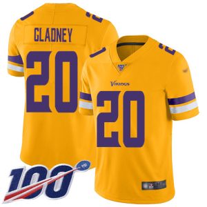 Superior Vikings #20 Jeff Gladney Gold Youth Stitched NFL Limited Inverted Legend 100th Season Jersey