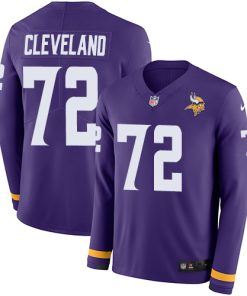 Gorgeous Vikings #72 Ezra Cleveland Purple Team Color Youth Stitched NFL Limited Therma Long Sleeve Jersey