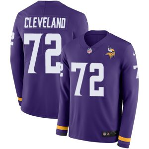 Gorgeous Vikings #72 Ezra Cleveland Purple Team Color Youth Stitched NFL Limited Therma Long Sleeve Jersey