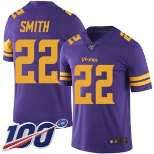 Gorgeous Vikings #22 Harrison Smith Purple Youth Stitched NFL Limited Rush 100th Season Jersey