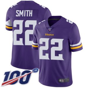 Superior Vikings #22 Harrison Smith Purple Team Color Youth Stitched NFL 100th Season Vapor Limited Jersey