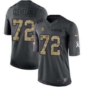 Superior Vikings #72 Ezra Cleveland Black Youth Stitched NFL Limited 2016 Salute to Service Jersey