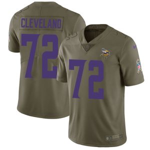 Exceptional Vikings #72 Ezra Cleveland Olive Youth Stitched NFL Limited 2017 Salute To Service Jersey