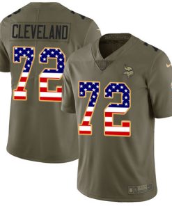 Premium Vikings #72 Ezra Cleveland Olive/USA Flag Youth Stitched NFL Limited 2017 Salute To Service Jersey