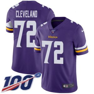 Superior Vikings #72 Ezra Cleveland Purple Team Color Youth Stitched NFL 100th Season Vapor Untouchable Limited Jersey