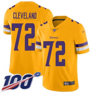 Superior Vikings #72 Ezra Cleveland Gold Youth Stitched NFL Limited Inverted Legend 100th Season Jersey
