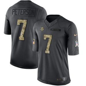 Superb Vikings #7 Patrick Peterson Black Youth Stitched NFL Limited 2016 Salute to Service Jersey