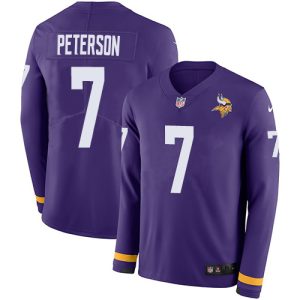 Finest Vikings #7 Patrick Peterson Purple Team Color Youth Stitched NFL Limited Therma Long Sleeve Jersey