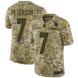 Exquisite Vikings #7 Patrick Peterson Camo Youth Stitched NFL Limited 2018 Salute To Service Jersey