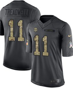 Exquisite Vikings #11 Laquon Treadwell Black Youth Stitched NFL Limited 2016 Salute To Service Jersey
