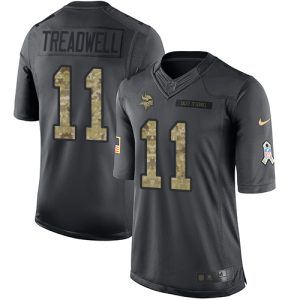 Exquisite Vikings #11 Laquon Treadwell Black Youth Stitched NFL Limited 2016 Salute To Service Jersey