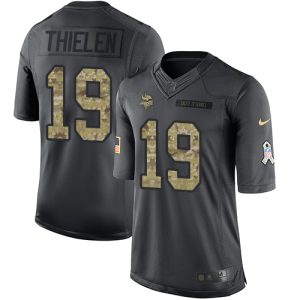 Superior Vikings #19 Adam Thielen Black Youth Stitched NFL Limited 2016 Salute To Service Jersey
