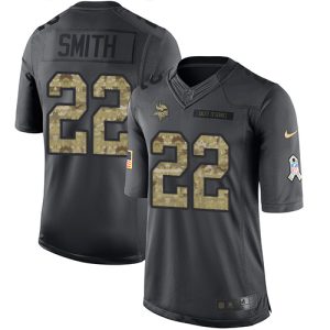 Finest Vikings #22 Harrison Smith Black Youth Stitched NFL Limited 2016 Salute To Service Jersey