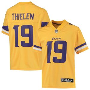 Finest Minnesota Vikings #19 Adam Thielen Youth Gold Inverted Team Game Jersey
