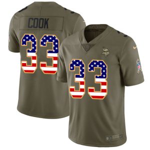Superb Vikings #33 Dalvin Cook Olive/USA Flag Youth Stitched NFL Limited 2017 Salute to Service Jersey