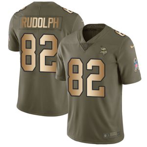 Gorgeous Vikings #82 Kyle Rudolph Olive/Gold Youth Stitched NFL Limited 2017 Salute to Service Jersey