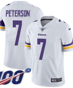 Superb Vikings #7 Patrick Peterson White Youth Stitched NFL 100th Season Vapor Limited Jersey