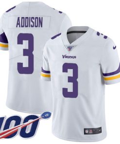 Superb Vikings #3 Jordan Addison White Youth Stitched NFL 100th Season Vapor Untouchable Limited Jersey