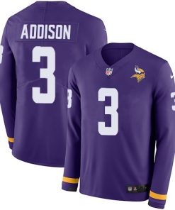 Finest Vikings #3 Jordan Addison Purple Team Color Youth Stitched NFL Limited Therma Long Sleeve Jersey