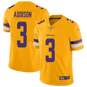 Exceptional Vikings #3 Jordan Addison Gold Youth Stitched NFL Limited Inverted Legend Jersey