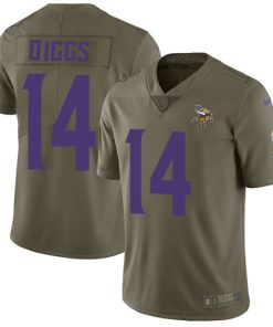 High quality Vikings #14 Stefon Diggs Olive Youth Stitched NFL Limited 2017 Salute to Service Jersey