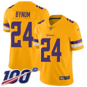 Finest Vikings #24 Camryn Bynum Gold Youth Stitched NFL Limited Inverted Legend 100th Season Jersey