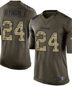 Finest Vikings #24 Camryn Bynum Green Youth Stitched NFL Limited 2015 Salute to Service Jersey