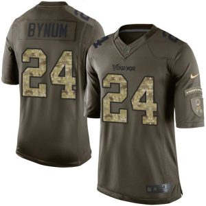 Finest Vikings #24 Camryn Bynum Green Youth Stitched NFL Limited 2015 Salute to Service Jersey
