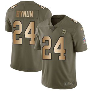 Exceptional Vikings #24 Camryn Bynum Olive/Gold Youth Stitched NFL Limited 2017 Salute To Service Jersey