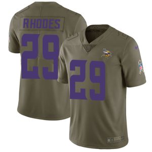 Exceptional Vikings #29 Xavier Rhodes Olive Youth Stitched NFL Limited 2017 Salute to Service Jersey