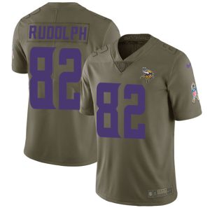 Superior Vikings #82 Kyle Rudolph Olive Youth Stitched NFL Limited 2017 Salute to Service Jersey