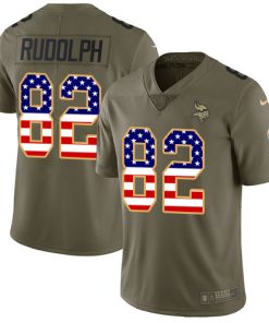 Premium Vikings #82 Kyle Rudolph Olive/USA Flag Youth Stitched NFL Limited 2017 Salute to Service Jersey