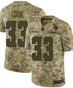 Finest Vikings #33 Dalvin Cook Camo Youth Stitched NFL Limited 2018 Salute to Service Jersey