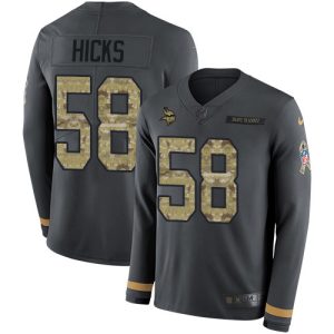 Finest Vikings #58 Jordan Addison Anthracite Salute to Service Youth Stitched NFL Limited Therma Long Sleeve Jersey
