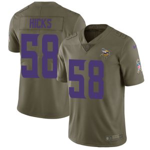 Exquisite Vikings #58 Jordan Addison Olive Youth Stitched NFL Limited 2017 Salute To Service Jersey