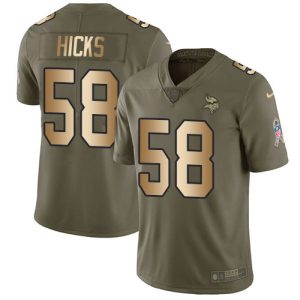 Gorgeous Vikings #58 Jordan Addison Olive/Gold Youth Stitched NFL Limited 2017 Salute To Service Jersey