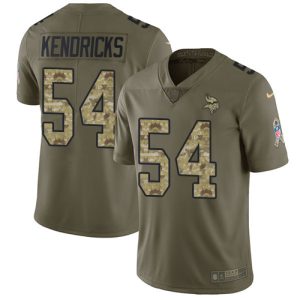 Outstanding Vikings #54 Eric Kendricks Olive/Camo Youth Stitched NFL Limited 2017 Salute to Service Jersey