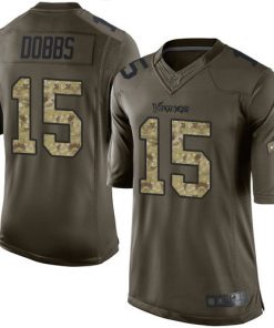 Premium Vikings #15 Josh Dobbs Green Youth Stitched NFL Limited 2015 Salute to Service Jersey