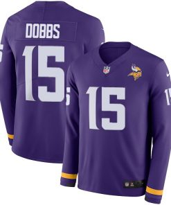 Finest Vikings #15 Josh Dobbs Purple Team Color Youth Stitched NFL Limited Therma Long Sleeve Jersey