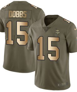Finest Vikings #15 Josh Dobbs Olive/Gold Youth Stitched NFL Limited 2017 Salute To Service Jersey