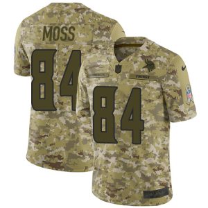 Marvelous Vikings #84 Randy Moss Camo Youth Stitched NFL Limited 2018 Salute to Service Jersey