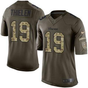 Exquisite Vikings #19 Adam Thielen Green Youth Stitched NFL Limited 2015 Salute to Service Jersey