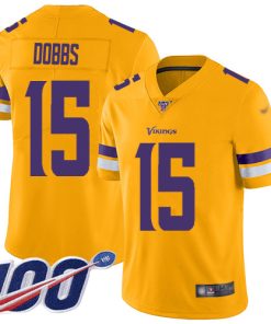 High quality Vikings #15 Josh Dobbs Gold Youth Stitched NFL Limited Inverted Legend 100th Season Jersey