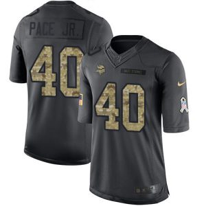 Exquisite Vikings #40 Ivan Pace Jr. Black Youth Stitched NFL Limited 2016 Salute to Service Jersey